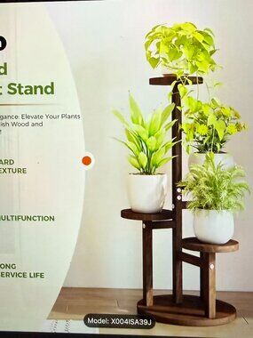 Plant Stand Indoor Plant Shelf 5 Tier Round Wood Plant Stand Rustic Farmhouse
